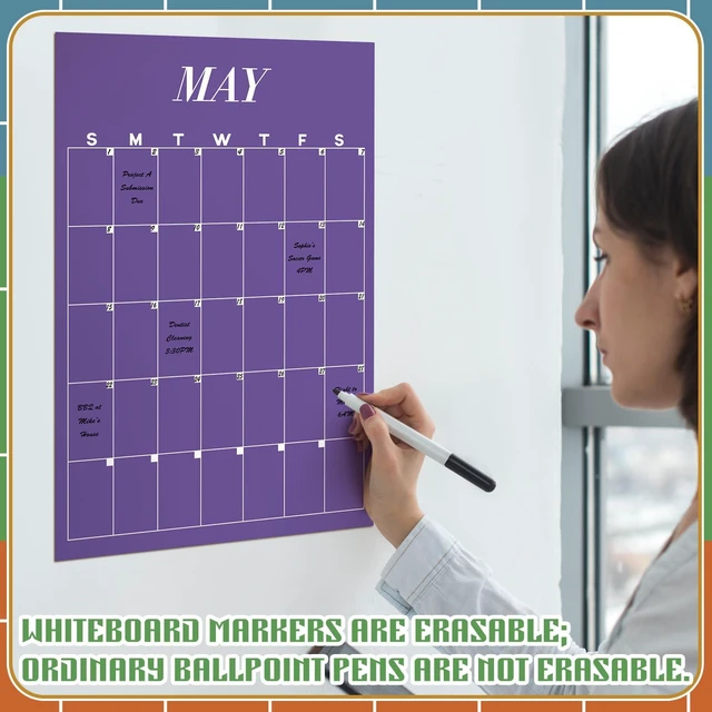 Alt view image 4 of 6 - 12 Pcs Colorful Undated Wall Calendars, Reusable Blank Yearly Planner Blank Calendar for Room, Large Size, Dry Erase Reusable Blank Undated, for Classroom Home Office Christmas