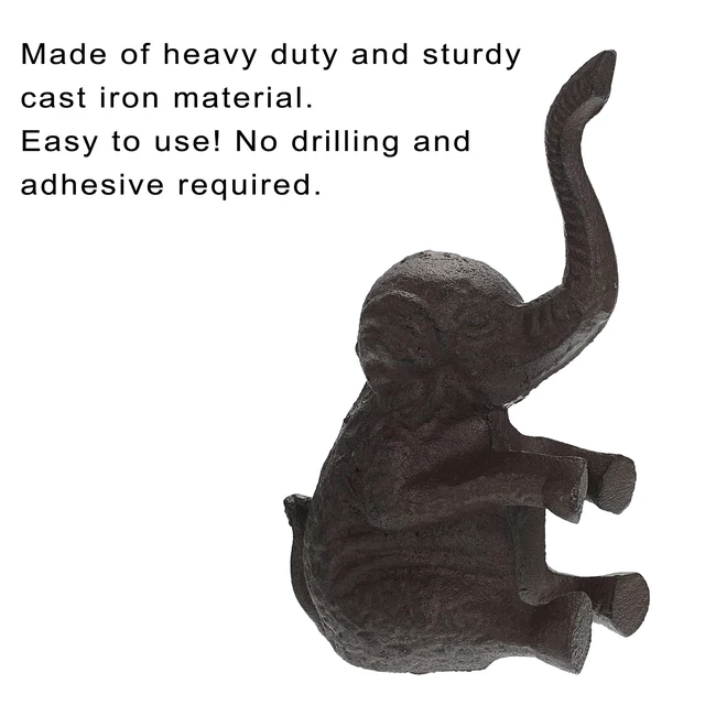 Alt view image 7 of 7 - Cast Iron Cute Elephant Door Stop - Heavy Duty Floor Door Stopper Avoid Drilling Hole, Vintage Iron Doorstop for Patio Yard Garden Farmhouse Home Office Commercial Industrial