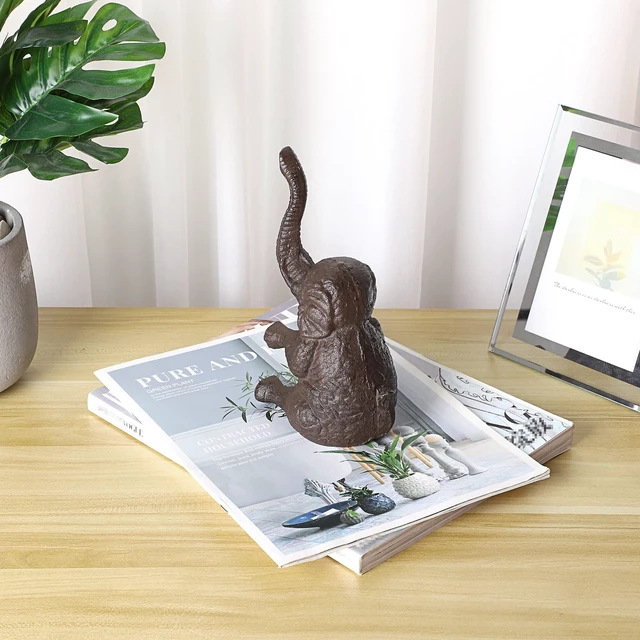 Alt view image 6 of 7 - Cast Iron Cute Elephant Door Stop - Heavy Duty Floor Door Stopper Avoid Drilling Hole, Vintage Iron Doorstop for Patio Yard Garden Farmhouse Home Office Commercial Industrial