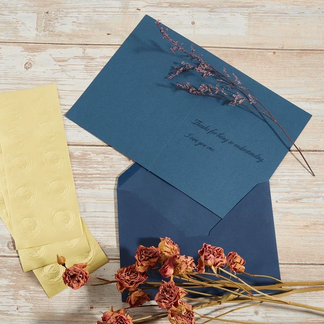 Alt view image 4 of 7 - 50 Pack Navy Blue A6 Envelopes with Cards and Gold Stickers, 4x6 With Thick Folded Cardstock, For Greeting Cards, Wedding, Birthday, Invitations, Baby Showers