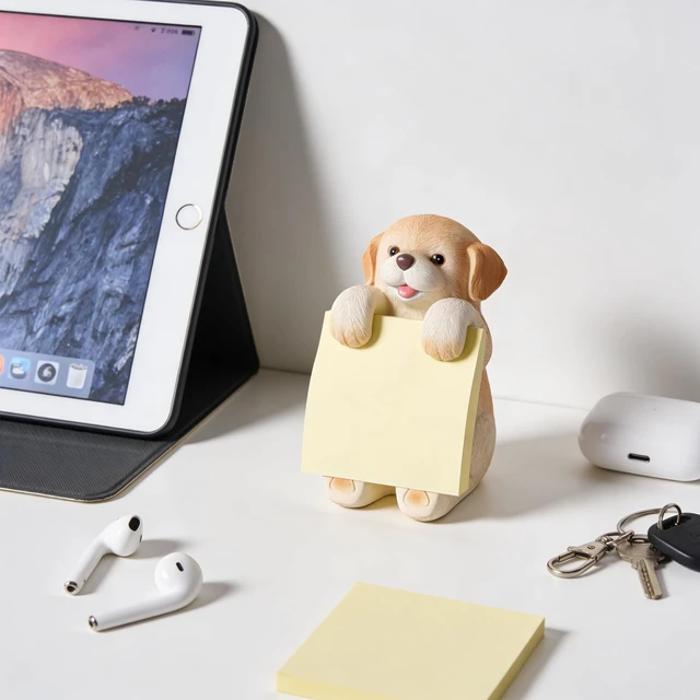 Alt view image 3 of 7 - Dog Pop-Up Sticky Note Dispenser for 3x3 in Notes, Labrador Includes 100 sheets, handmade resin desk decor for office, home or classroom; gift for teachers, coworkers and dog lovers