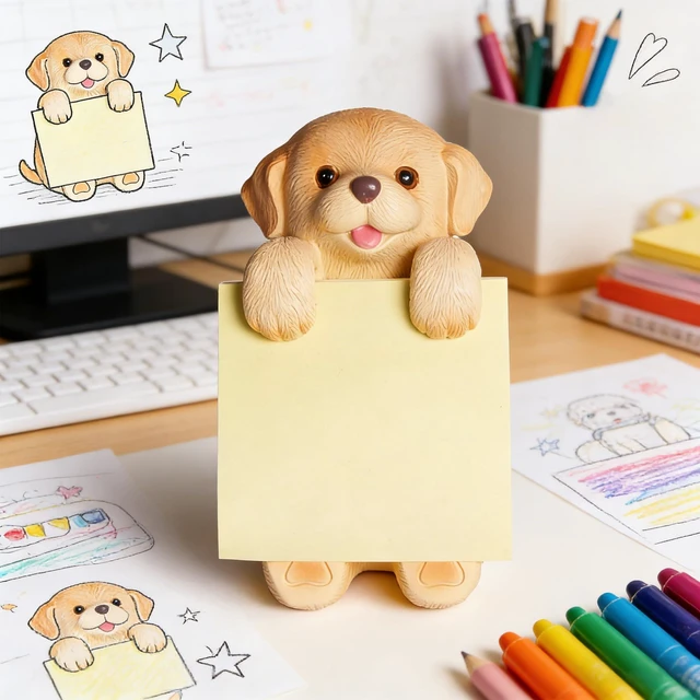 Alt view image 2 of 7 - Dog Pop-Up Sticky Note Dispenser for 3x3 in Notes, Golden Retriever Includes 100 sheets, handmade resin desk decor for office, home or classroom; gift for teachers, coworkers and dog lovers