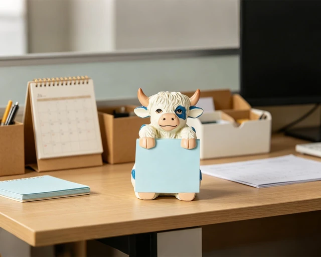 Alt view image 4 of 7 - Highland Cow Pop-Up Sticky Note Dispenser for 3 x 3 in Notes, Blue Includes 100 sheets, handmade resin desk decor for office, home or classroom, gift for teachers, coworkers and cow lovers