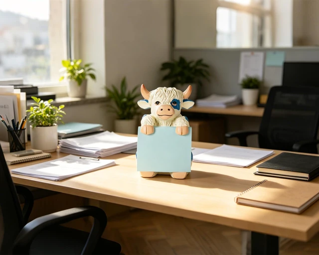 Alt view image 5 of 7 - Highland Cow Pop-Up Sticky Note Dispenser for 3 x 3 in Notes, Blue Includes 100 sheets, handmade resin desk decor for office, home or classroom, gift for teachers, coworkers and cow lovers
