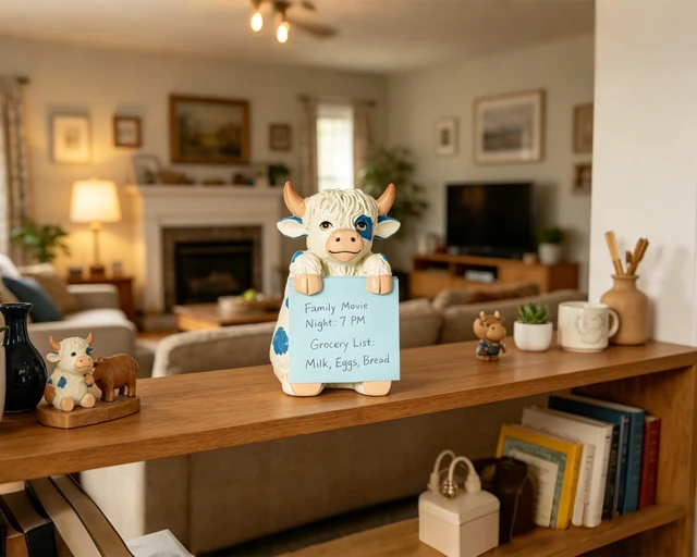 Alt view image 6 of 7 - Highland Cow Pop-Up Sticky Note Dispenser for 3 x 3 in Notes, Blue Includes 100 sheets, handmade resin desk decor for office, home or classroom, gift for teachers, coworkers and cow lovers