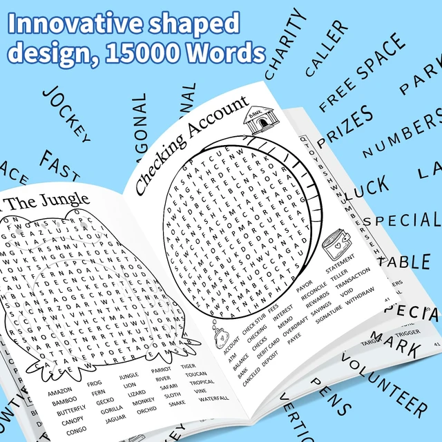 Alt view image 5 of 7 - 12 Pack Large Print Word Search Books for Adults Seniors Teens 15000+ Words, Bulk Word Puzzle Books Set, Travel Road Trip Gift, Brain Games Activity (Innovative Shaped Design)
