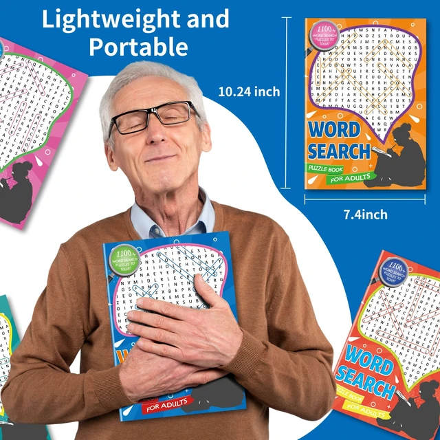 Alt view image 6 of 7 - 12 Pack Large Print Word Search Books for Adults Seniors Teens 15000+ Words, Bulk Word Puzzle Books Set, Travel Road Trip Gift, Brain Games Activity (Innovative Shaped Design)