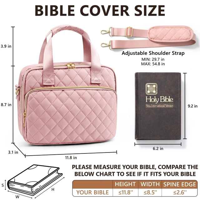 Alt view image 3 of 7 - Bible Cover Case for Women, Bible Tote Bag w/Study Supplies Journaling Kit Quilted Church Bag Carrying Cases w/ Strap, Bible Accessories w/ Highlighters Tabs, Christmas Christian Gifts for Women Mom