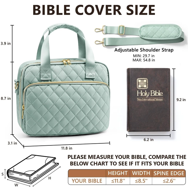 Alt view image 3 of 7 - Bible Cover Case for Women, Bible Tote Bag w/Study Supplies Journaling Kit Quilted Church Bag Carrying Cases w/ Strap, Bible Accessories w/ Highlighters Tabs, Christmas Christian Gifts for Women Mom
