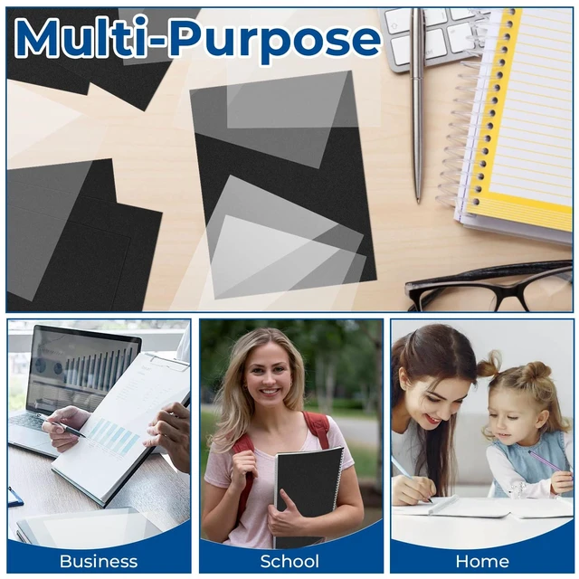 Alt view image 4 of 7 - 60 Pack 8.5x11 Inches Binding Covers and Backs Set, Letter Size Quality Un-Punched Report Covers, 30 Pcs 10mil Clear Binding Covers 30 Pcs 12mil Black Plastic Covers for Home Office