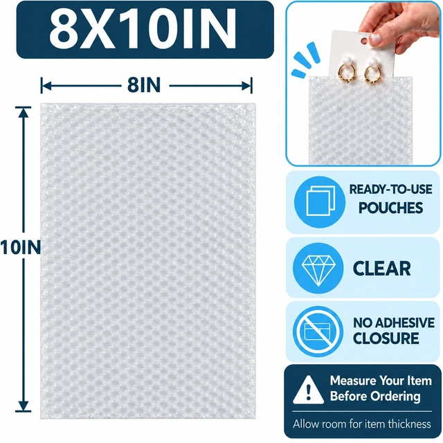 Alt view image 2 of 7 - 50PCS 8x10" Clear Bubble Pouches Wrap,Double Wall Cushioned Wrap,Shockproof Double-Wall Thickening for Superior Protection,Lightweight,Durable,for Fragile Items,Electronics,Glasses,plate