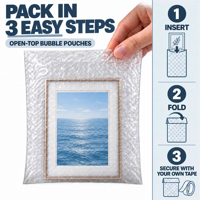 Alt view image 3 of 7 - 50PCS 8x10" Clear Bubble Pouches Wrap,Double Wall Cushioned Wrap,Shockproof Double-Wall Thickening for Superior Protection,Lightweight,Durable,for Fragile Items,Electronics,Glasses,plate