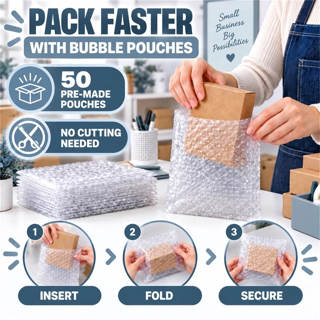 Alt view image 4 of 7 - 50PCS 8x10" Clear Bubble Pouches Wrap,Double Wall Cushioned Wrap,Shockproof Double-Wall Thickening for Superior Protection,Lightweight,Durable,for Fragile Items,Electronics,Glasses,plate