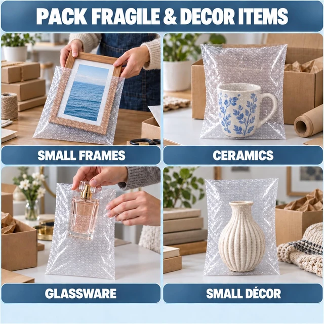 Alt view image 6 of 7 - 50PCS 8x10" Clear Bubble Pouches Wrap,Double Wall Cushioned Wrap,Shockproof Double-Wall Thickening for Superior Protection,Lightweight,Durable,for Fragile Items,Electronics,Glasses,plate