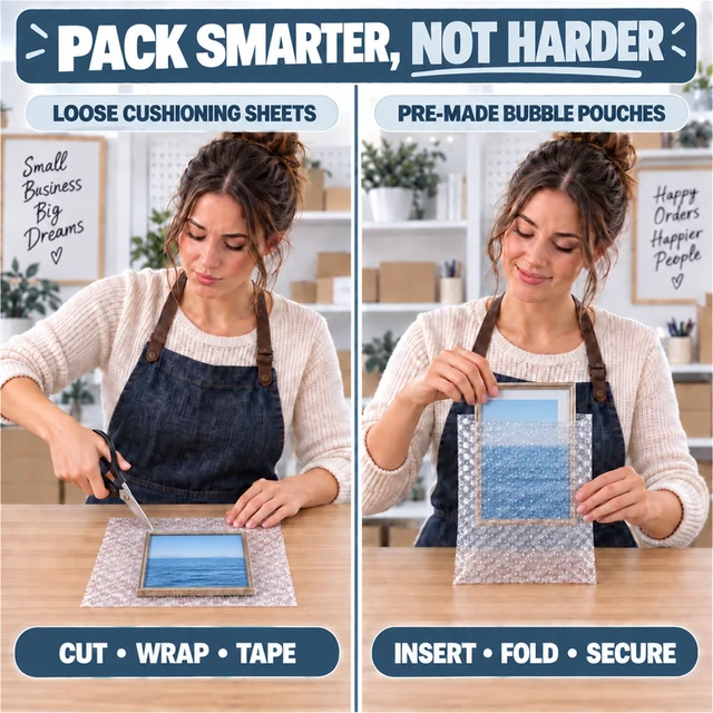 Alt view image 7 of 7 - 50PCS 8x10" Clear Bubble Pouches Wrap,Double Wall Cushioned Wrap,Shockproof Double-Wall Thickening for Superior Protection,Lightweight,Durable,for Fragile Items,Electronics,Glasses,plate