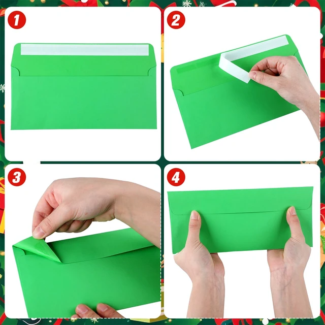 Alt view image 5 of 6 - 500 Pcs #10 Colored Envelopes Business Adhesive,Green Series Letter Size, Standard for Office Check Invoices Letters Letterhead Invitations Announcements 4-1/8 x 9-1/2'', Neon