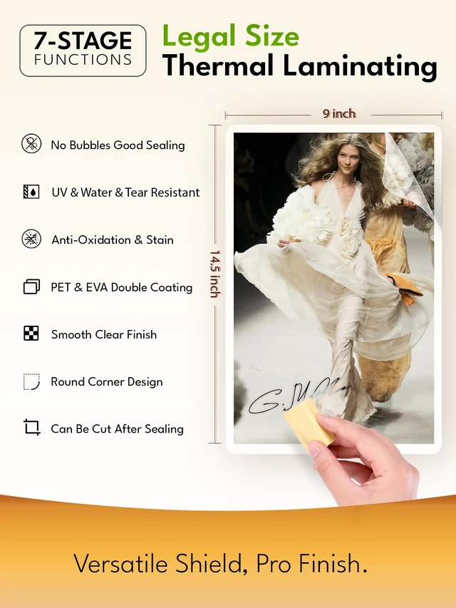 Alt view image 2 of 7 - 3mil Legal Size Laminating Sheets 8.5 x 14 Inches - 100 Pack Laminating Pouches for Professional Use, Business Documents, Artwork Preservation & Restaurant Menus - with Thermal Laminator