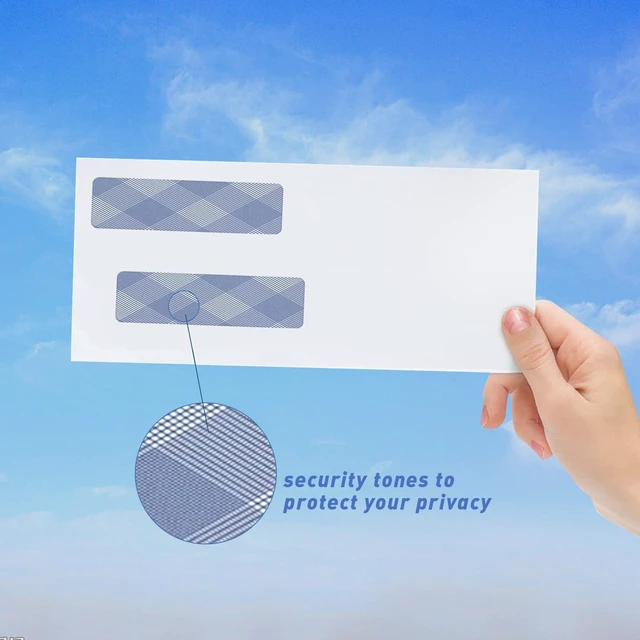 Alt view image 5 of 7 - 1000 Pack #8 Double Window Self-Seal Envelopes, Security Tinted Size 3 5/8 X 8 11/16 Inch, For Business and Quickbooks Check(invoice not fit), Documents Secure Mailing, 24 LB Paper