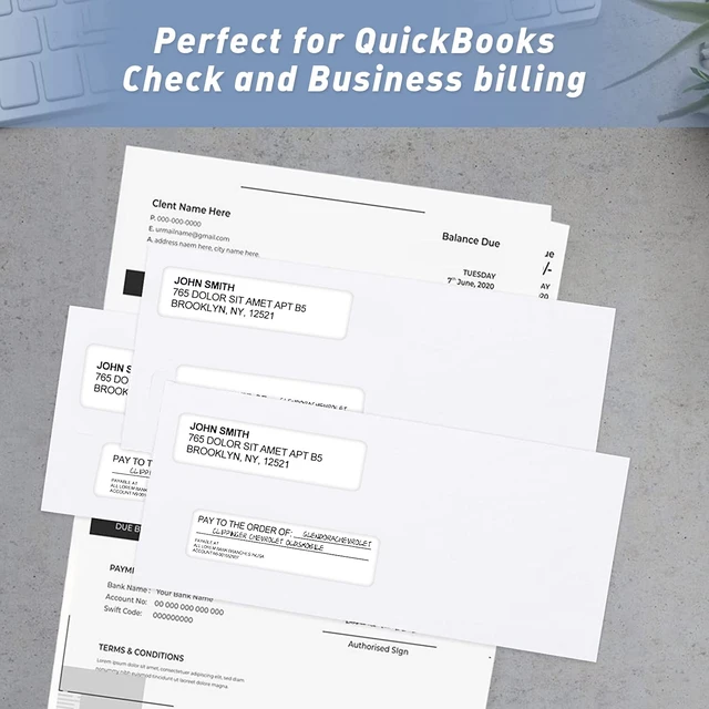 Alt view image 7 of 7 - 1000 Pack #8 Double Window Self-Seal Envelopes, Security Tinted Size 3 5/8 X 8 11/16 Inch, For Business and Quickbooks Check(invoice not fit), Documents Secure Mailing, 24 LB Paper