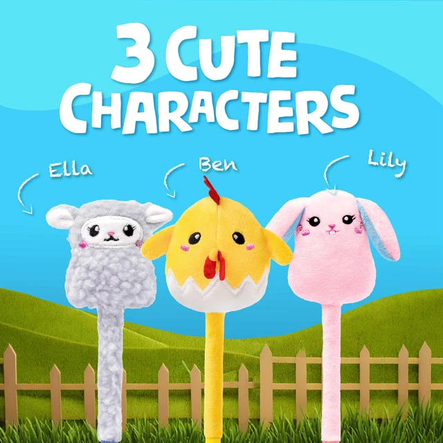 Alt view image 3 of 7 - Cute Pens - Plush Fun Pens w/Soft Grip & 6 Colorful Refills - Gifts for Tweens - Fun Pencils for Kids - Bunny, Lamb, and Chicken - Gift for Teens - Squishies for Kids - Tiny Trio 3 Pack