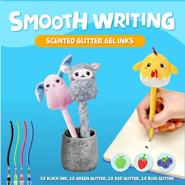 Alt view image 4 of 7 - Cute Pens - Plush Fun Pens w/Soft Grip & 6 Colorful Refills - Gifts for Tweens - Fun Pencils for Kids - Bunny, Lamb, and Chicken - Gift for Teens - Squishies for Kids - Tiny Trio 3 Pack