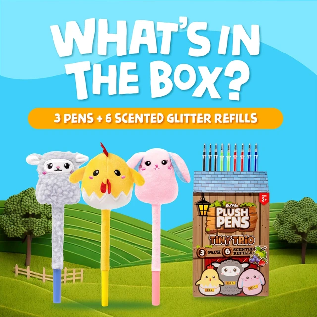 Alt view image 7 of 7 - Cute Pens - Plush Fun Pens w/Soft Grip & 6 Colorful Refills - Gifts for Tweens - Fun Pencils for Kids - Bunny, Lamb, and Chicken - Gift for Teens - Squishies for Kids - Tiny Trio 3 Pack