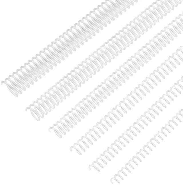 Main image of 120 Pack Binder Coils,1/4 5/16 3/8 1/2 5/8 3/4 Inch,Transparent Plastic Spiral Binding Coils for Documents, Reports, Notebooks, Compatible with Standard Binding Machines, Office Supplies