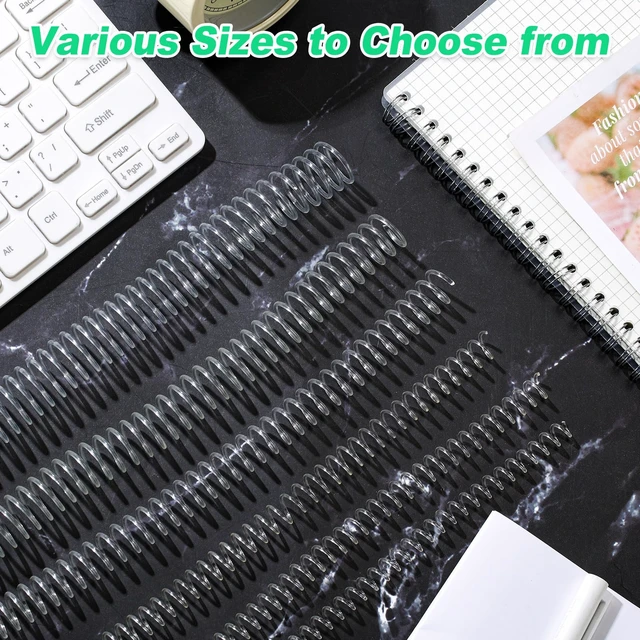 Alt view image 4 of 7 - 120 Pack Binder Coils,1/4 5/16 3/8 1/2 5/8 3/4 Inch,Transparent Plastic Spiral Binding Coils for Documents, Reports, Notebooks, Compatible with Standard Binding Machines, Office Supplies