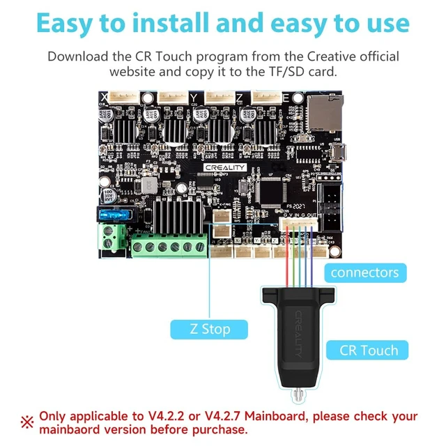 Alt view image 3 of 7 - CR Touch Auto Leveling Kit, 3D Printer Bed Auto Leveling Sensor Kit for Ender 3/ Ender 3 Pro/Ender 3 V2/ Ender 3 Max/Ender 5/Ender 5 Pro and CR 10 with 32 Bit V4.2.2/V4.2.7 Mainboard