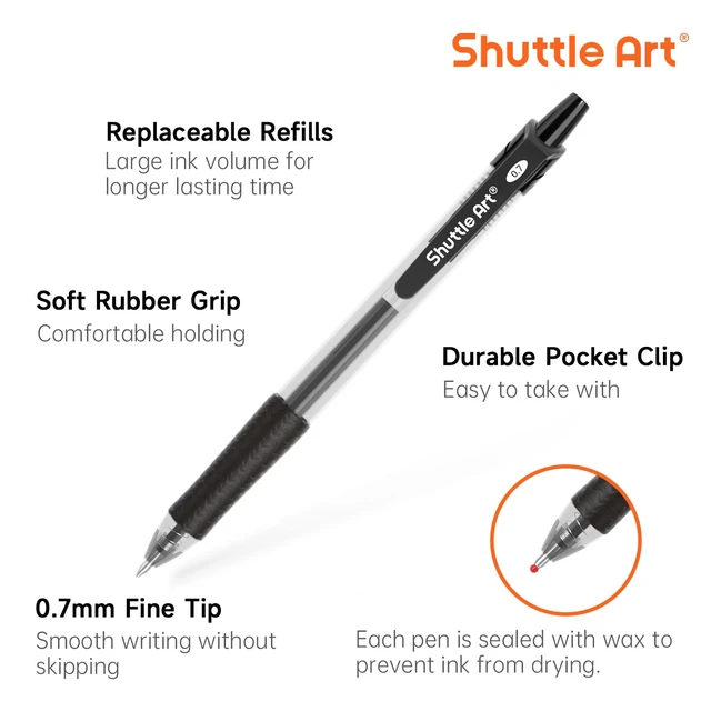 Alt view image 2 of 7 - Black Gel Pens, 100 Pack Retractable Medium Point Rollerball Gel Ink Pens Smooth Writing with Comfortable Grip for Office School Home Work
