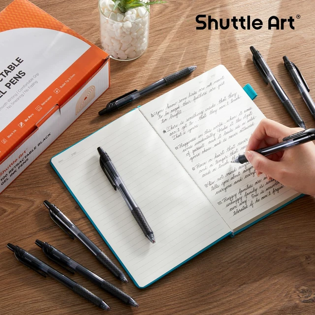 Alt view image 5 of 7 - Black Gel Pens, 100 Pack Retractable Medium Point Rollerball Gel Ink Pens Smooth Writing with Comfortable Grip for Office School Home Work