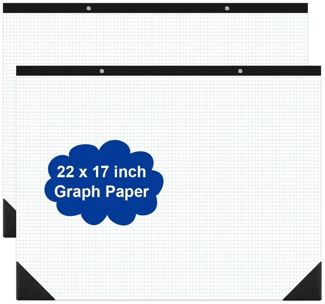 Main image of (2-Pack) Large Engineering Graph Paper - 22" x 17" Grid Paper, 100 Sheets/200 Pages, 4"x4" Grid Pad Giant Drafting Pad Sketching Graph Paper for Engineer Architect Designer Mathematician Draftsman