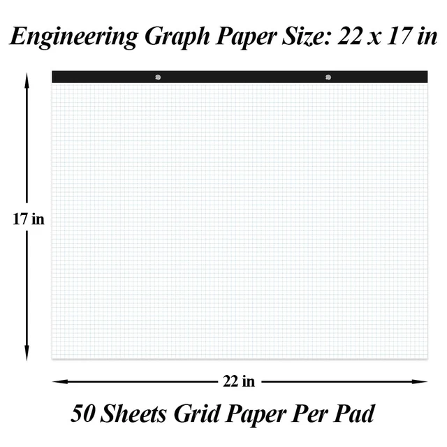 Alt view image 4 of 6 - (2-Pack) Large Engineering Graph Paper - 22" x 17" Grid Paper, 100 Sheets/200 Pages, 4"x4" Grid Pad Giant Drafting Pad Sketching Graph Paper for Engineer Architect Designer Mathematician Draftsman