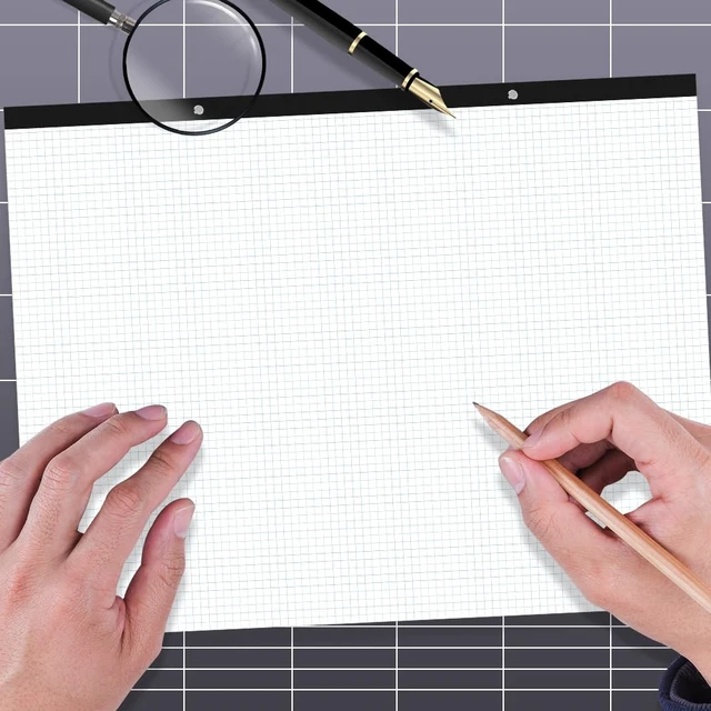 Alt view image 5 of 6 - (2-Pack) Large Engineering Graph Paper - 22" x 17" Grid Paper, 100 Sheets/200 Pages, 4"x4" Grid Pad Giant Drafting Pad Sketching Graph Paper for Engineer Architect Designer Mathematician Draftsman