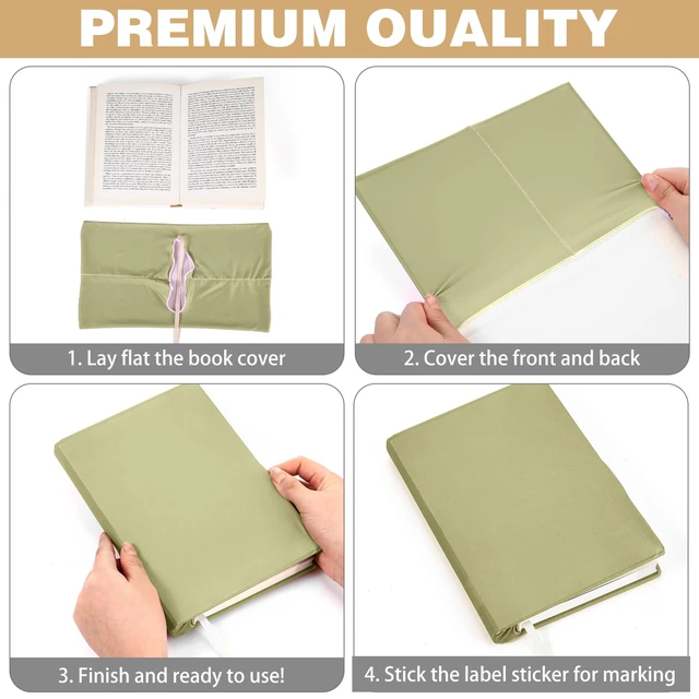 Alt view image 4 of 6 - 6 Pack Stretchable Book Covers 6-9 Inch Colored Fabric Reusable Book Protector Sleeve for Hardcovers Textbook Protection Supplies(Mixed Colors)