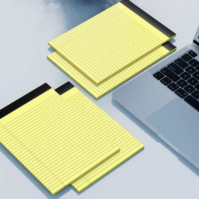 Alt view image 4 of 7 - 4 Pack Yellow Legal Pads 8.5x11 Wide Ruled Yellow Notepad 8.5x11 Note Pads 28 Lines Wide Ruled Double-Sided Printing Yellow Notepads 30 Sheets/Pad Letter Size Writing Pads 70gsm Universal Writing Pad