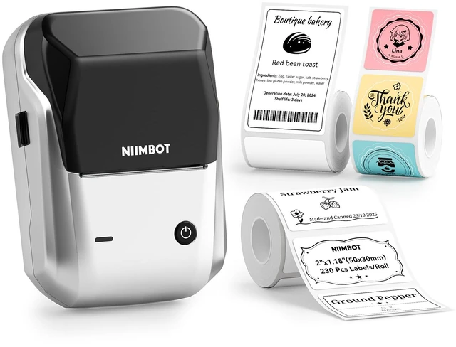 Main image of B1 Label Maker with Tapes Set, 2 Inch Thermal Label Printer, Silver Labeling for Home Office School Small Business, Crafts, Retail,Support Smartphones & PC,Come With 3 Rolls Tapes