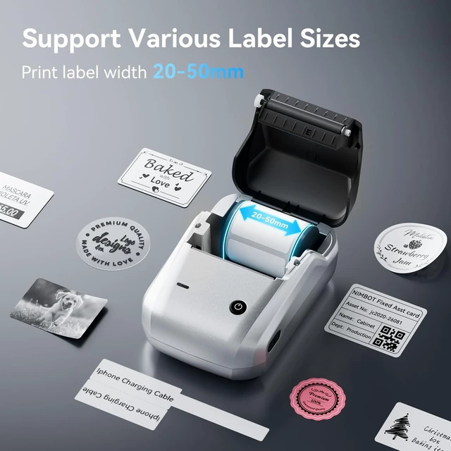 Alt view image 7 of 7 - B1 Label Maker with Tapes Set, 2 Inch Thermal Label Printer, Silver Labeling for Home Office School Small Business, Crafts, Retail,Support Smartphones & PC,Come With 3 Rolls Tapes