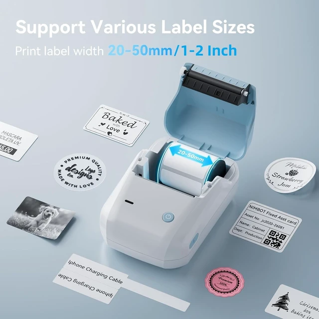 Alt view image 6 of 7 - B1 Label Maker with Tapes Set, 2 Inch Thermal Printer, Sky Blue Labeling for Home Office School Small Business, Crafts, Retail,Support Smartphones & PC,Come With 3 Rolls Tapes