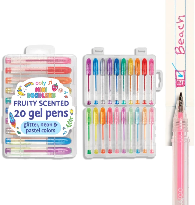 Main image of Scented Mini Doodlers Gel Pens, Set of 20 Ages 3+, Glitter, Neon, and Pastel Scented Mini Pens for Kids and Adults, Fun Art and Stationery Supplies, Great Gift Idea