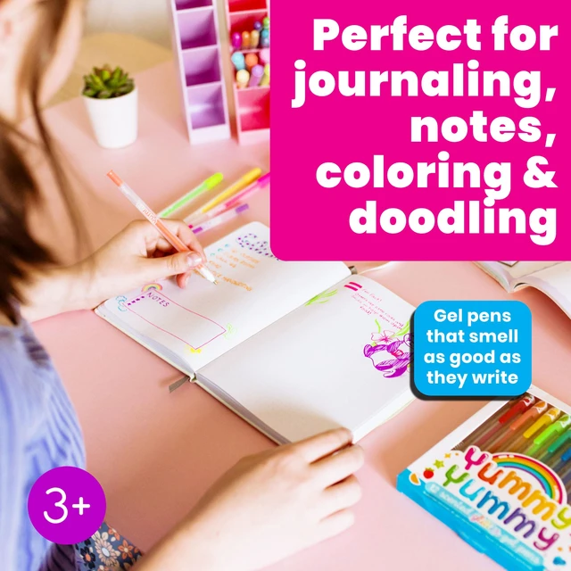 Alt view image 2 of 7 - Scented Mini Doodlers Gel Pens, Set of 20 Ages 3+, Glitter, Neon, and Pastel Scented Mini Pens for Kids and Adults, Fun Art and Stationery Supplies, Great Gift Idea