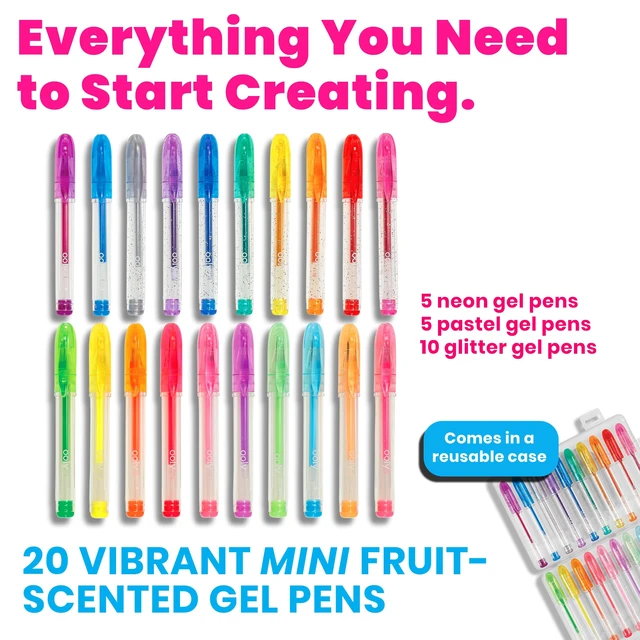 Alt view image 5 of 7 - Scented Mini Doodlers Gel Pens, Set of 20 Ages 3+, Glitter, Neon, and Pastel Scented Mini Pens for Kids and Adults, Fun Art and Stationery Supplies, Great Gift Idea