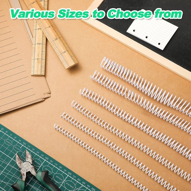 Alt view image 4 of 7 - 120 Pack Binder Coils,1/4 5/16 3/8 1/2 5/8 3/4 Inch,White Plastic Spiral Binding Coils for Documents, Reports, Notebooks, Compatible with Standard Binding Machines, Office Supplies