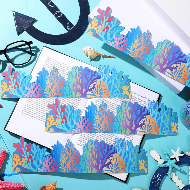 Alt view image 4 of 6 - 65 Feet Ocean Coral Reef Bulletin Board Border Classroom Decoration Blue Under The Sea Border Trims Ocean Themed Rolled Paper Border for Back to School Wall Chalkboard Decor