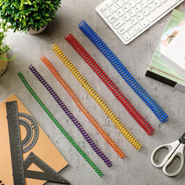 Alt view image 7 of 7 - 120 Pack Binder Coils,1/4 5/16 3/8 1/2 5/8 3/4 Inch,Multicolor Plastic Spiral Binding Coils for Documents, Reports, Notebooks, Compatible with Standard Binding Machines, Office Supplies
