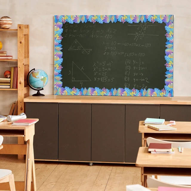Alt view image 5 of 6 - 65 Feet Ocean Coral Reef Bulletin Board Border Classroom Decoration Blue Under The Sea Border Trims Ocean Themed Rolled Paper Border for Back to School Wall Chalkboard Decor
