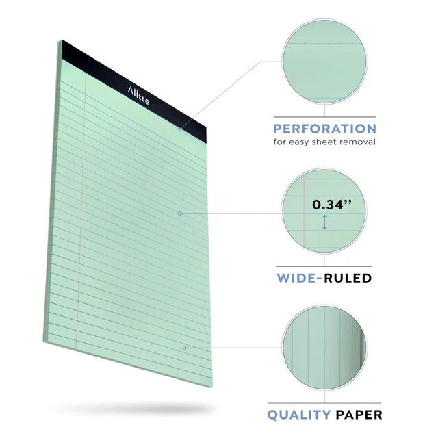 Alt view image 2 of 6 - Colored Legal Pads 8.5 x 11, Pack of 12 - Perforated Wide Ruled Writing Note Pads - Premium Thick Paper, No Ink Bleeding - Lined Legal Pad For Home, Office, School, Business - 50 Sheets