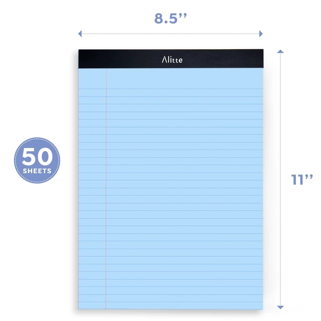 Alt view image 3 of 6 - Colored Legal Pads 8.5 x 11, Pack of 12 - Perforated Wide Ruled Writing Note Pads - Premium Thick Paper, No Ink Bleeding - Lined Legal Pad For Home, Office, School, Business - 50 Sheets