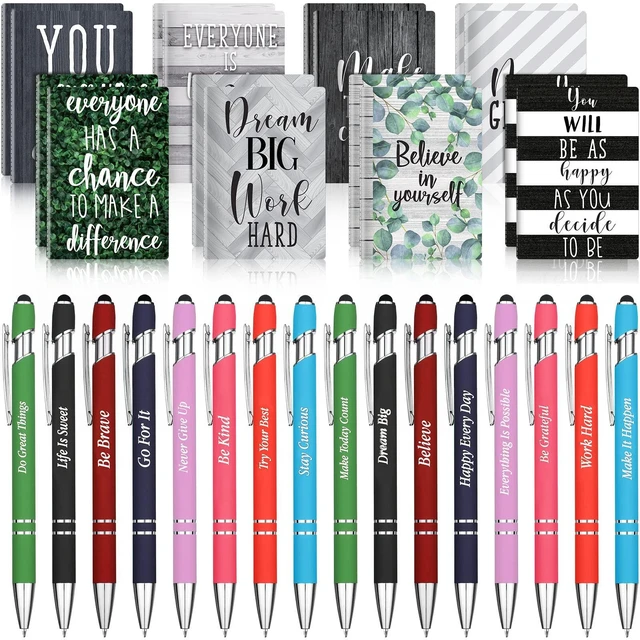 Main image of 32 Pcs Mini Notebooks with Pens Adults Party Favors, Classic Bulk Inspirational Journals with Motivational Pens, Bingo Prizes Gifts for Women Men Coworker Teacher Student Rewards Office