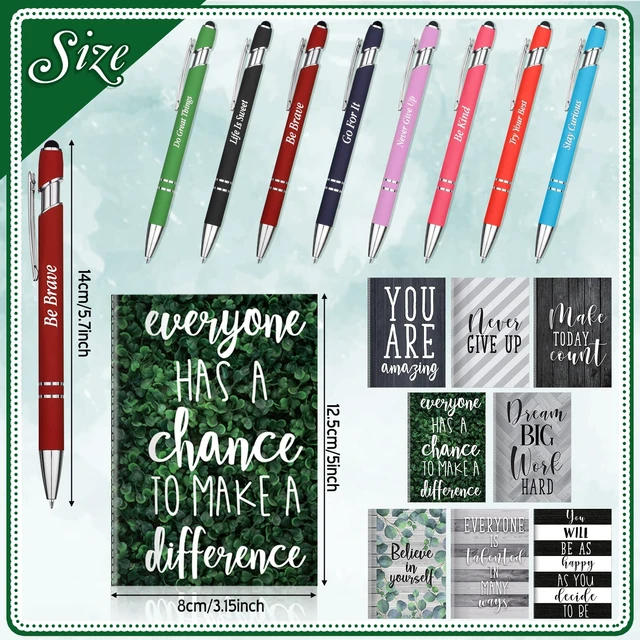 Alt view image 2 of 6 - 32 Pcs Mini Notebooks with Pens Adults Party Favors, Classic Bulk Inspirational Journals with Motivational Pens, Bingo Prizes Gifts for Women Men Coworker Teacher Student Rewards Office